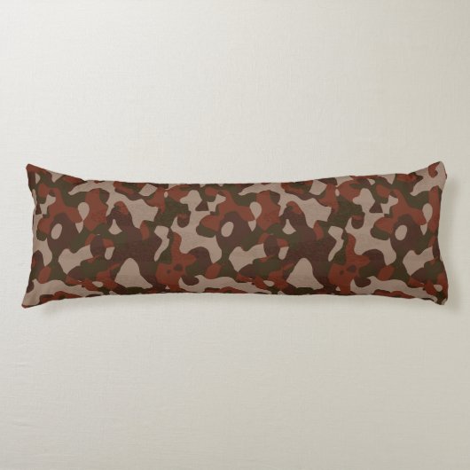 Coussins Longs Rouge rouillé et camouflage olive foncé abstrait (Devant)