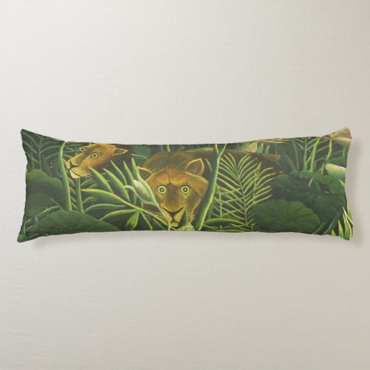 Coussins Longs Rousseau Tropical Jungle Lion Peinture (Devant)