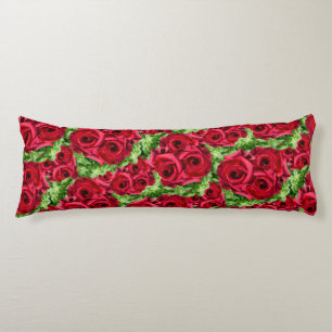 Coussins Longs Royal Red Roses Regal Romance Crimson Fleurs verte
