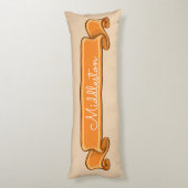 Coussins Longs Ruban Orange Bannière Citrouille Personnalisé Sur  (Dos (Vertical))