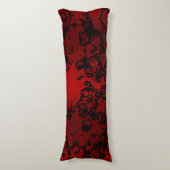 Coussins Longs Ruby red black stylish floral vibrant élégant (Devant (Vertical))