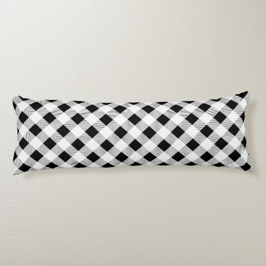 Coussins Longs ruc farmhouse chic black and white plaid (Dos)