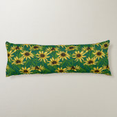 Coussins Longs Rudbekia jaune sur vert foncé (Dos)