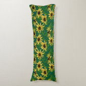 Coussins Longs Rudbekia jaune sur vert foncé (Devant (Vertical))