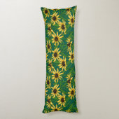 Coussins Longs Rudbekia jaune sur vert foncé (Dos (Vertical))