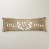 Coussins Longs Russe Faux Burlap et White Deer Antlers (Dos)