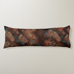 Coussins Longs Rust et Pierre Turquoise Abstrait