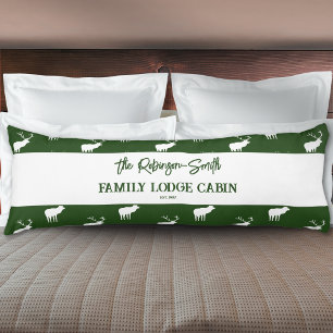 Coussins Longs Rustic Green White Famille Nom Personnalisé