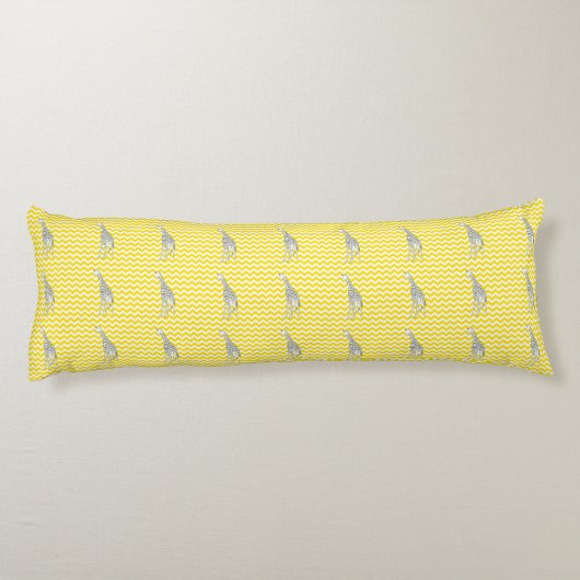 Coussins Longs Safari Jaune d'or Chevron avec Giraffe d'art pop (Dos)
