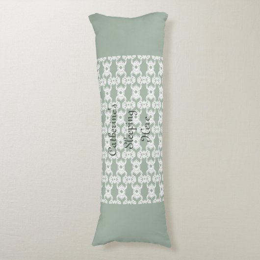Coussins Longs Sage Green Damask (Devant (Vertical))