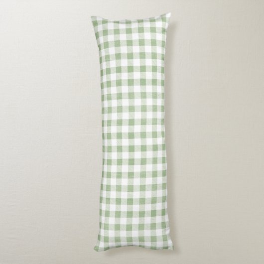 Coussins Longs Sage naturel rustique En vichy Plaid (Dos (Vertical))