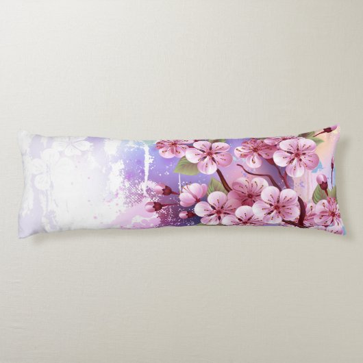 Coussins Longs Sakura rose sur la peinture Arrière - plan (Dos)
