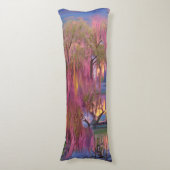 Coussins Longs Saule rose au coucher du soleil près de l'étang (Devant (Vertical))