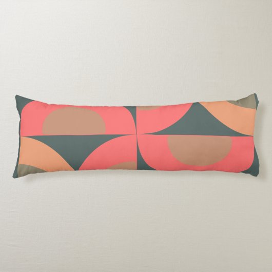 Coussins Longs Saumon moderne du milieu du siècle et olive (Devant)