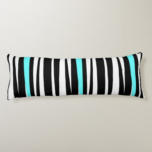 Coussins Longs Sauvage ! Le zèbre noir et blanc barre l'Aqua de W (Dos)