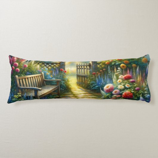 Coussins Longs Scène de porte de jardin ensoleillé (Devant)