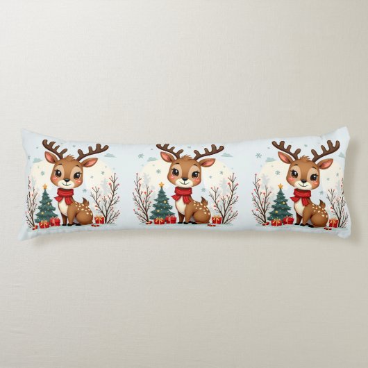 Coussins Longs Scène mignonne de rennes de Noël dans une forêt en (Devant)
