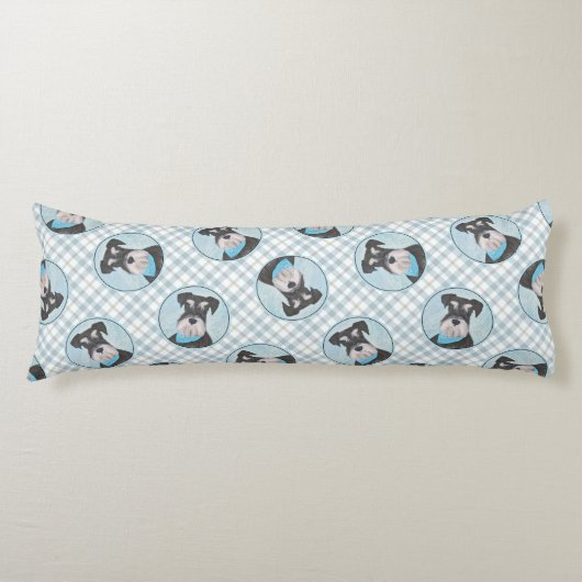 Coussins Longs Schnauzer Peinture Miniature non découpée Pot de c (Devant)