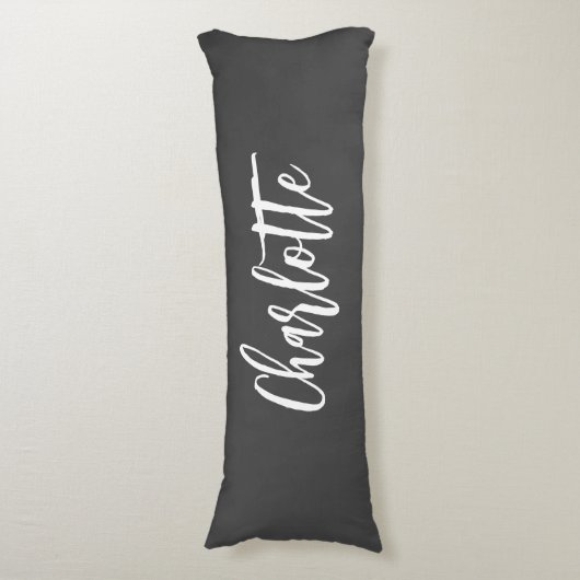 Coussins Longs Script de nom gris (Devant (Vertical))