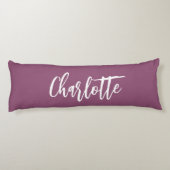 Coussins Longs Script de nom prune violet (Dos)
