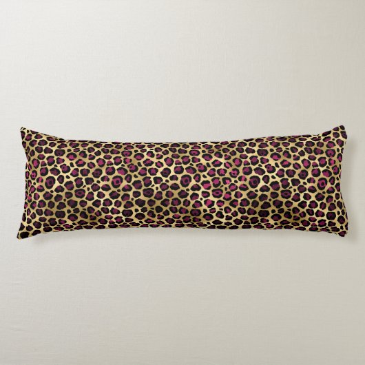 Coussins Longs Série Bourgogne et Or Léopard Design 2 (Devant)