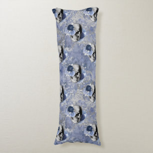 Coussins Longs Série de crânes floraux bleus Design 2