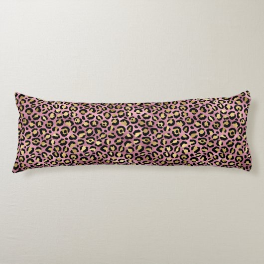 Coussins Longs Série de design léopard rose et or 15 (Devant)
