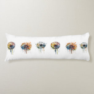 Coussins Longs Série de pissenlits à l'aquarelle, art floral