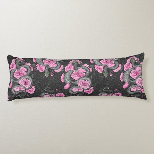 Coussins Longs Serpents et roses roses (Dos)
