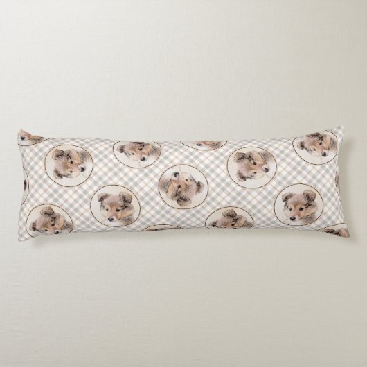 Coussins Longs Shetland Sheepdog Puppy Peinture Sheltie Chien Art (Dos)