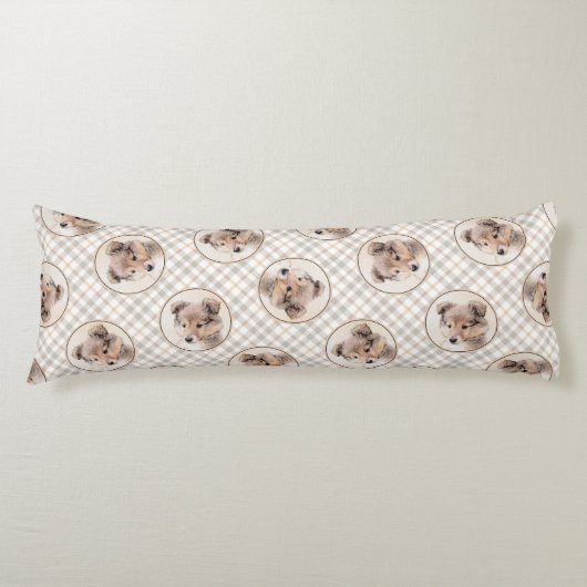 Coussins Longs Shetland Sheepdog Puppy Peinture Sheltie Chien Art (Devant)