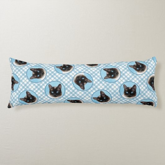 Coussins Longs Siamese Chat Portrait Peinture Cute Art Original (Devant)