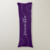 Coussins Longs Signature de nom enroulé blanc et violet foncé (Devant (Vertical))