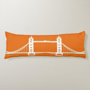 Coussins Longs Silhouette blanche et orange de pont de Londres