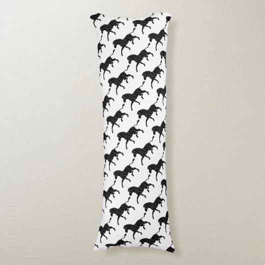 Coussins Longs Silhouette d'impression noir et gris Zebra (Devant (Vertical))