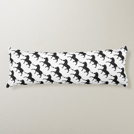 Coussins Longs Silhouette d'impression noir et gris Zebra (Devant)