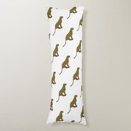 Coussins Longs Silhouette léopard Brown et jaune (Devant (Vertical))
