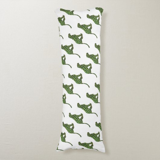 Coussins Longs Silhouette Leopard noir et vert (Devant (Vertical))