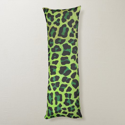 Coussins Longs Silhouette Leopard noir et vert (Dos (Vertical))