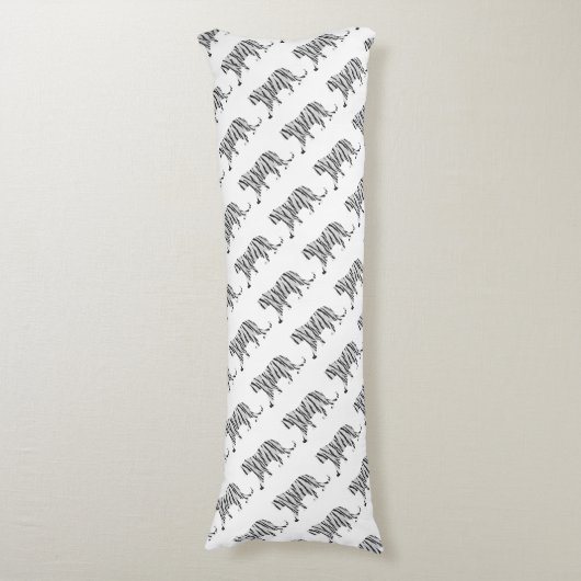Coussins Longs Silhouette Tiger noir et blanc (Devant (Vertical))