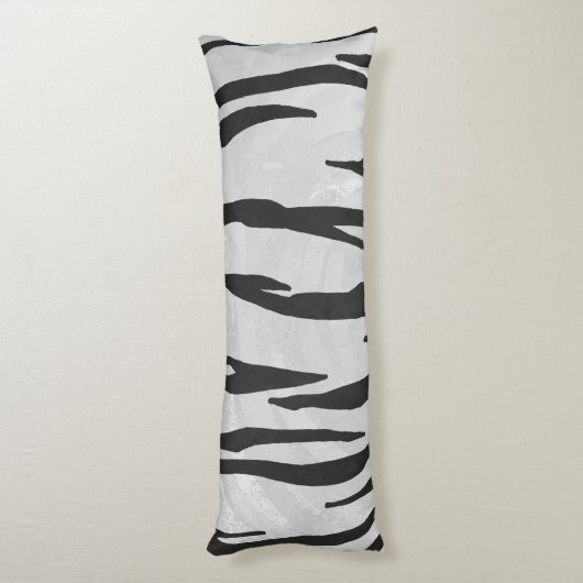 Coussins Longs Silhouette Tiger noir et blanc (Dos (Vertical))