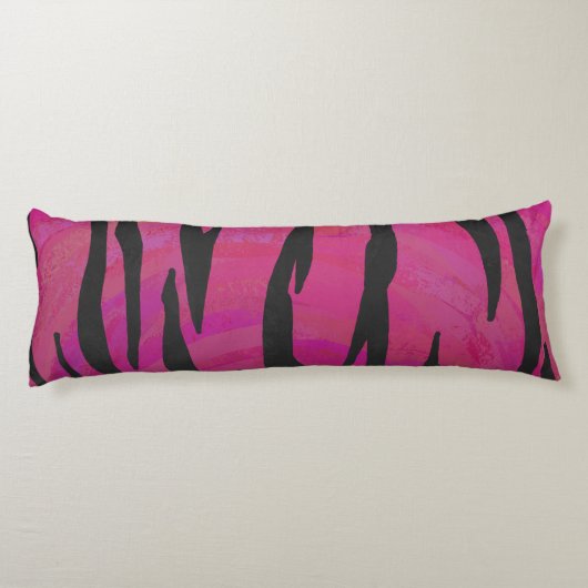 Coussins Longs Silhouette Tiger rose et noir (Dos)