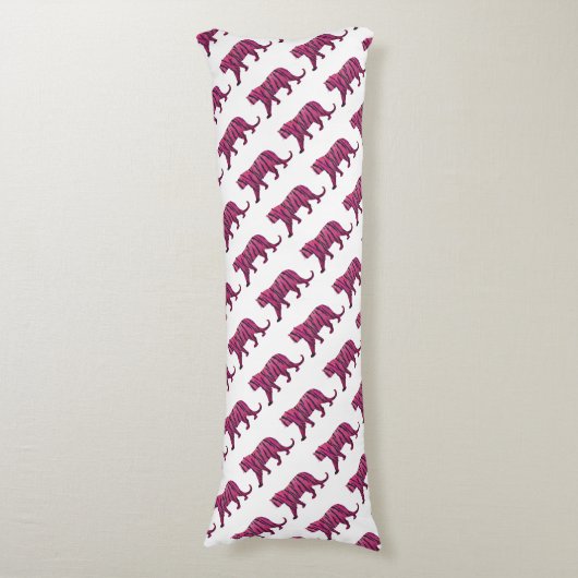 Coussins Longs Silhouette Tiger rose et noir (Devant (Vertical))
