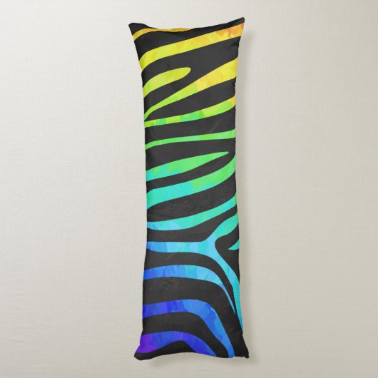 Coussins Longs Silhouette Zebra noir et arc-en-ciel (Dos (Vertical))