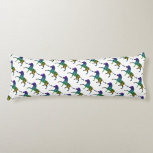 Coussins Longs Silhouette Zebra noir et arc-en-ciel
