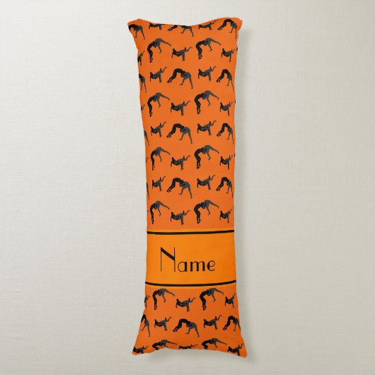 Coussins Longs Silhouettes de lutte oranges nommées (Devant (Vertical))