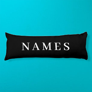 Coussins Longs Simple Black Custom Ajouter Votre Nom Élégant