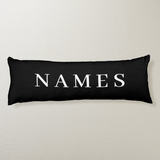 Coussins Longs Simple Black Custom Ajouter Votre Nom Élégant (Dos)