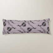 Coussins Longs Simple Coeurs noirs, Floral, Infinité sur Mauve | (Dos)
