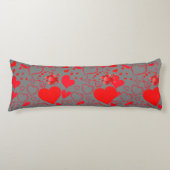 Coussins Longs Simple Coeurs Rouges Amour Romantique Sur Charbon  (Devant)